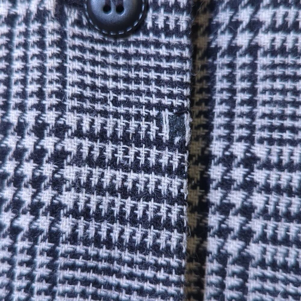 Harve Benard Black Plaid Wool Faux Suede Mandarin Collar Vintage Jacket Sz 10 - Picture 7 of 10